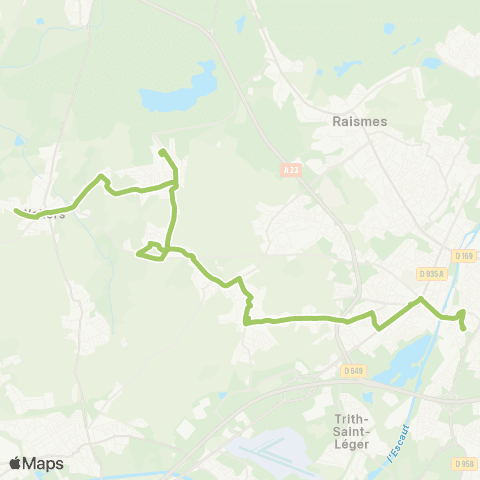 Transvilles Wallers Hertain - Valenciennes Ste Catherine map