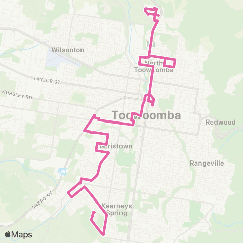 Translink Toowoomba Harlaxton - City - UniSQ map