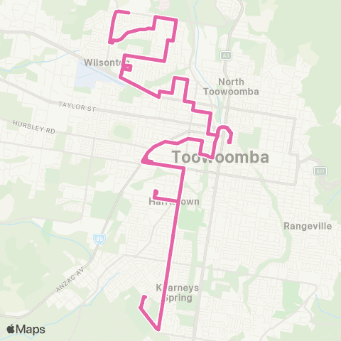 Translink Toowoomba UniSQ - City - Wilsonton Heights map