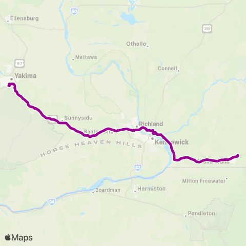 Travel Washington Intercity Bus Grape Line map