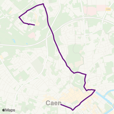 Twisto Caen Hôtel de ville - Caen Lycée Ste-Ursule map