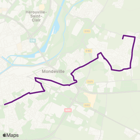 Twisto Cuverville Champ Picot - Caen Rostand Fresnel map