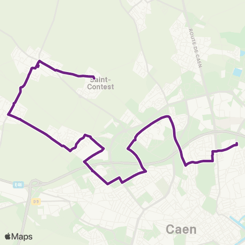 Twisto St-Contest Église - Caen Cité U Lébisey map
