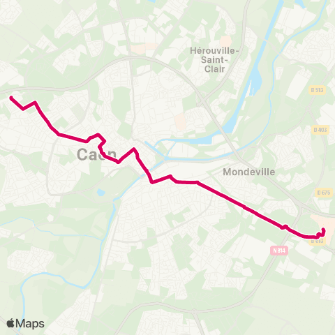 Twisto Caen Chemin Vert - Mondeville Ctre comm. map
