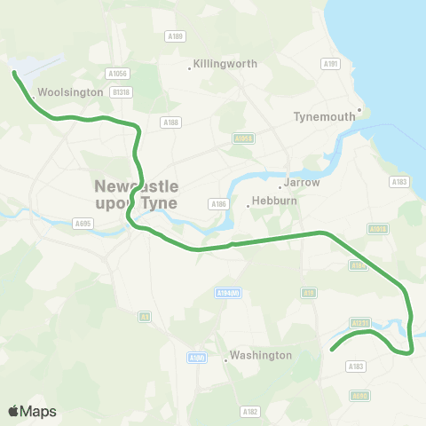 Tyne and Wear Metro Newcastle Airport - Regent Centre map