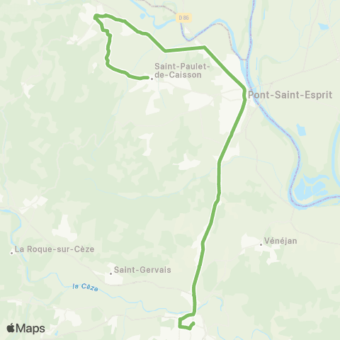 UGGO Mobilités St-Paulet-de-Caisson - St-Julien-de-Peyrolas - Bagnols-s/-Cèze map