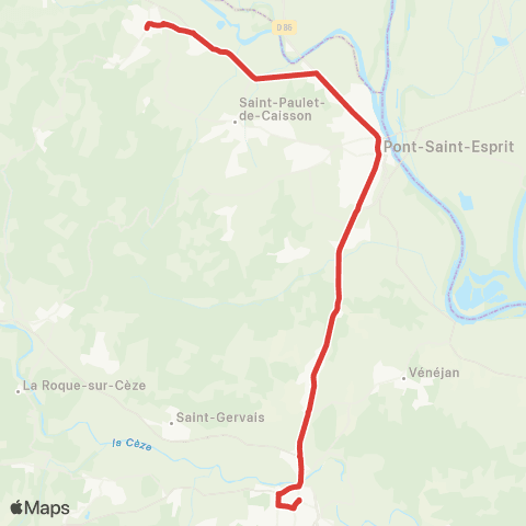 UGGO Mobilités Pont-St-Esprit – St Nazaire – Bagnols-s/-Cèze map
