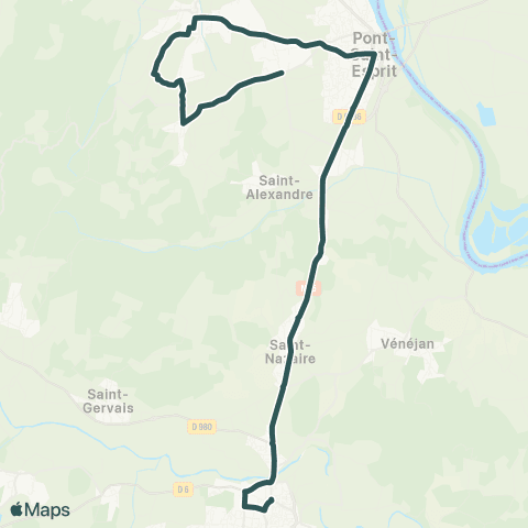 UGGO Mobilités Pont-St-Esprit – Carsan – Bagnols-s/-Cèze map