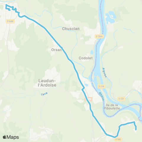 UGGO Mobilités Montfaucon - St Genies - Bagnols s/ Ceze map