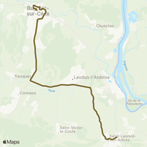 UGGO Mobilités Rocheford du Gard - Bagnols sur Ceze map