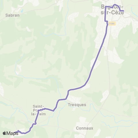 UGGO Mobilités Le Pin - St Pons - Tresques - Bagnols s/ Ceze map