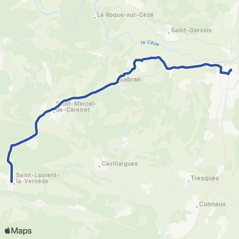 UGGO Mobilités St Laurent la Vern. - Sabran - Bagnols s/ Ceze map