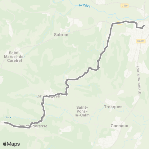 UGGO Mobilités Uzes - la Bastide - Sabran - Bagnols s/ Ceze map