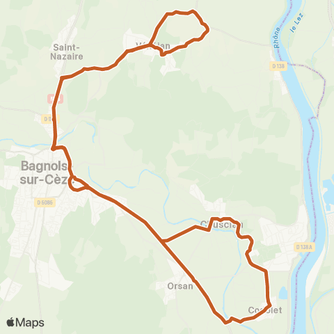 UGGO Mobilités Bagnols - Codolet - St Étienne des Sorts map