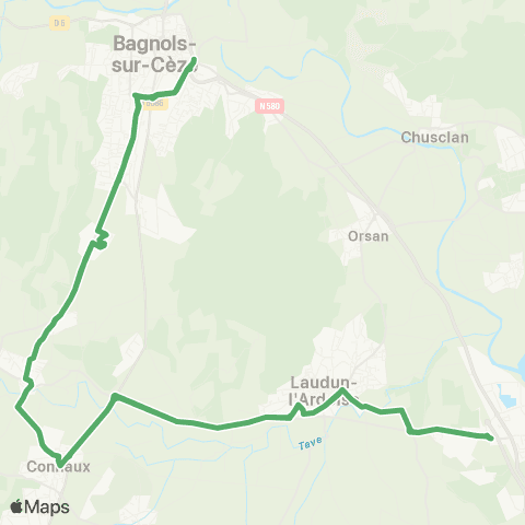 UGGO Mobilités Bagnols sur Ceze - Laudun l'Ardoise map