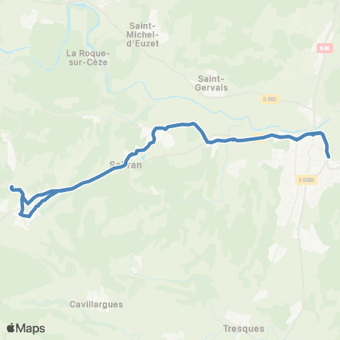 UGGO Mobilités Bagnols - Sabran - St André d'Olerargues map