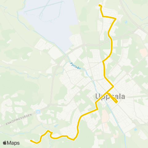 UL Uppsala Kungshögarna—Uppsala Hågavägen map