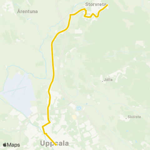 UL Uppsala Centralstationen—Storvreta Lingonvägen map
