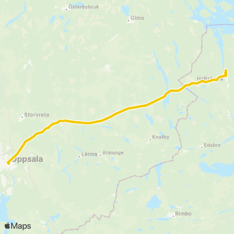UL Uppsala Centralstationen—Hallstavik Station map