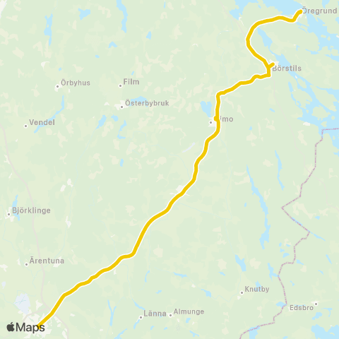 UL Uppsala Centralstationen—Öregrund Färjeläget map