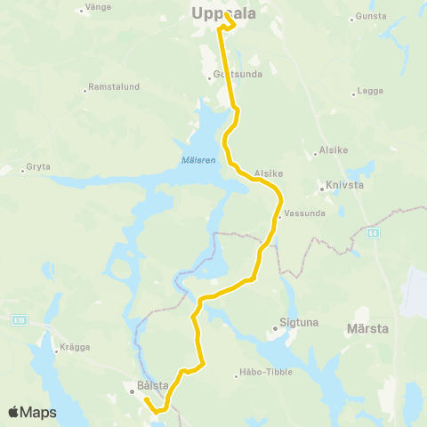 UL Uppsala Centralstationen—Bålsta Station map