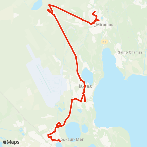 Ulysse Scolaires Circuit Fos - Istres - Miramas map