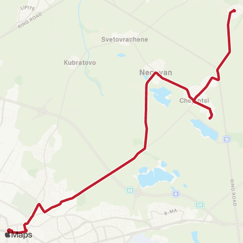 Център за градска мобилност Пл. Лъвов мост - Село Локорско - Пл. Лъвов мост map