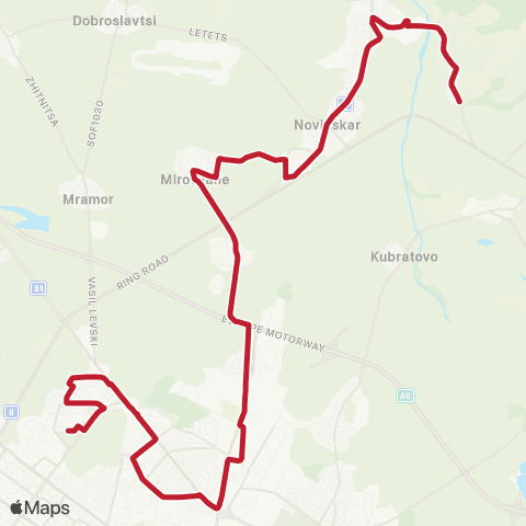 Център за градска мобилност МОДНА КЪЩА АГРЕСИЯ - НАЧАЛО КВ. ГНИЛЯНЕ - МОДНА КЪЩА АГРЕСИЯ map