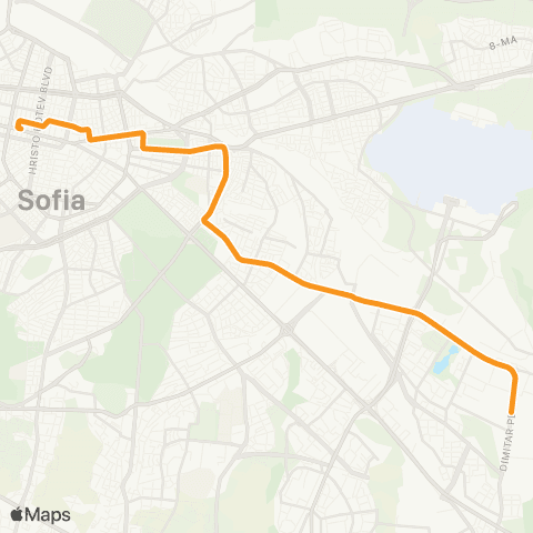 Център за градска мобилност МЕТРОСТАНЦИЯ ОПЪЛЧЕНСКА - ДЕПО ИСКЪР - МЕТРОСТАНЦИЯ ОПЪЛЧЕНСКА map