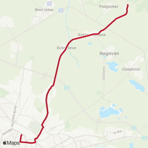 Център за градска мобилност ЦЕНТРАЛНА ГАРА - СЕЛО ВОЙНЕГОВЦИ - ЦЕНТРАЛНА ГАРА map