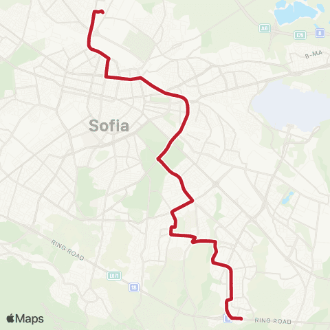 Център за градска мобилност ТЕХНОПОЛИС Ж.К. МЛАДОСТ-4 - ГАРА СОФИЯ СЕВЕР - ТЕХНОПОЛИС Ж.К. МЛАДОСТ-4 map