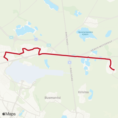 Център за градска мобилност АВТОСТАНЦИЯ ИЗТОК - СЕЛО ДОЛНИ БОГРОВ - АВТОСТАНЦИЯ ИЗТОК map