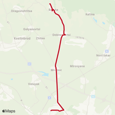 Център за градска мобилност СЕЛО БАЛША - КВ. ОБЕЛЯ - СЕЛО БАЛША map