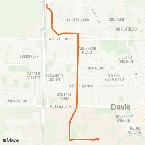 Unitrans Anderson / Alvarado / N Sycamore / Silo Term map