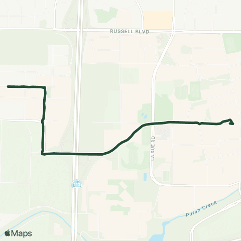 Unitrans West Village Express - The Green ONLY map