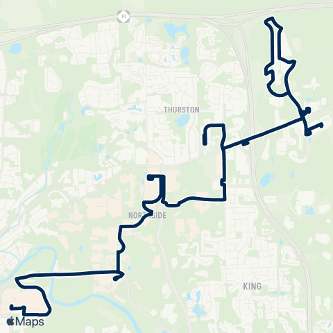 U-M Transit North-East Shuttle map