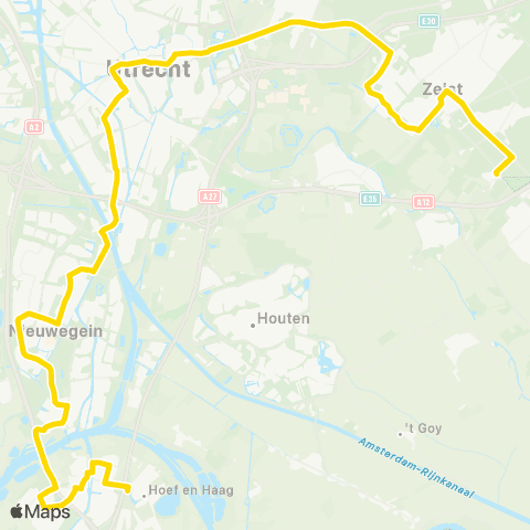 U-OV Hoef en Haag - Utrecht CS - Zeist map