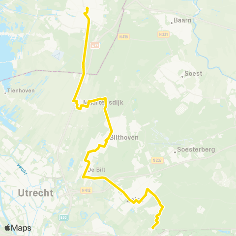 U-OV U-bus Hilversum - Zeist via Maartensdijk map