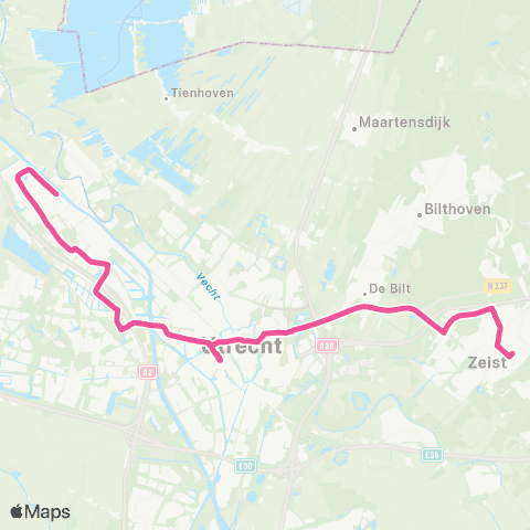 U-OV Maarssenbroek - Utrecht CS - Zeist map
