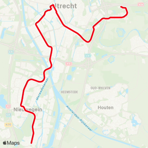 U-OV Science Park - Utrecht CS - Nieuwegein map