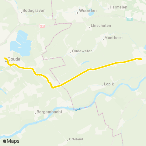 U-OV U-bus IJsselstein - Gouda map