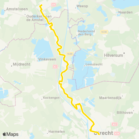 U-OV U-bus Utrecht - Amsterdam Bijlmer map