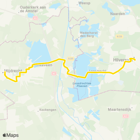 U-OV U-bus Mijdrecht - Hilversum map