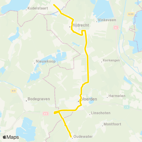U-OV U-bus Uithoorn - Oudewater map