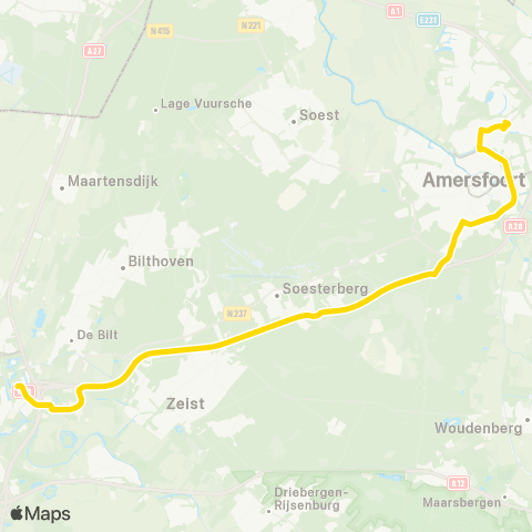 U-OV U-bus Amersfoort Schothorst - Utrecht Science Park map