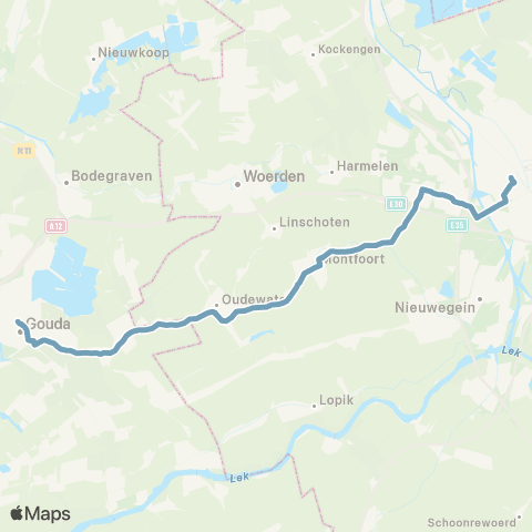 U-OV U-liner Utrecht - Gouda map