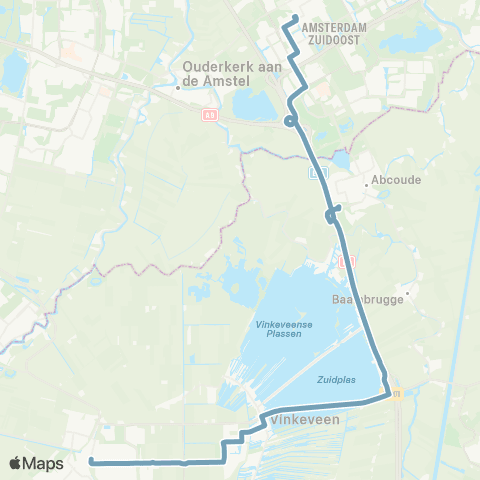 U-OV U-liner Mijdrecht - Amsterdam Bijlmer map