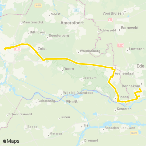 U-OV Nachtlijn Utrecht - Wageningen map