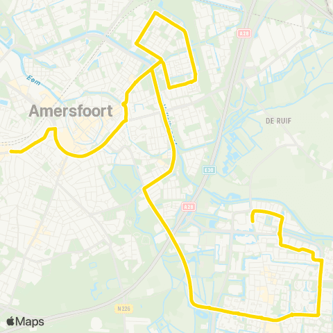 U-OV Nachtlijn Amersfoort - Leusden map