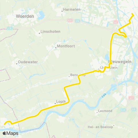 U-OV Nachtlijn Schoonhoven - Utrecht map